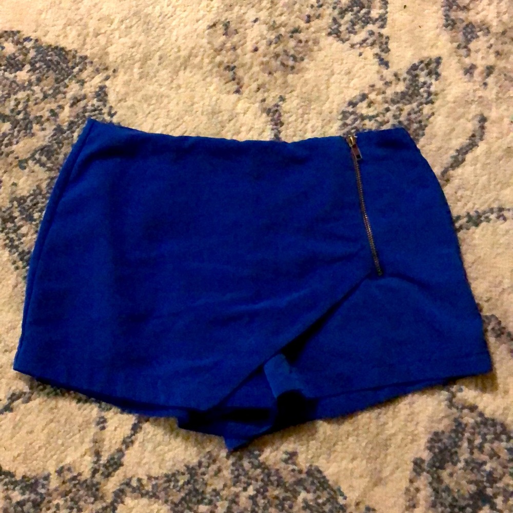 Royal blue front zipper skort by ❤️ one clothing.